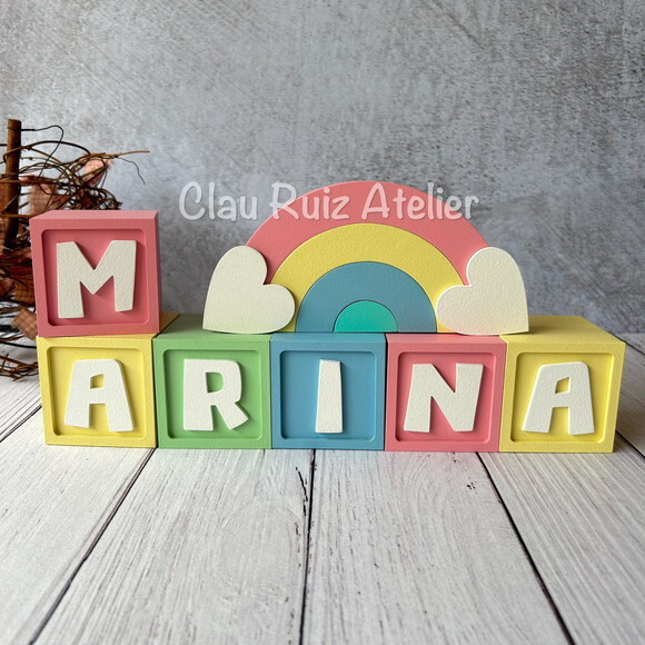 Candy Colors - Cubos 6x6cm Ts + Arco Íris. Decoração Bebê