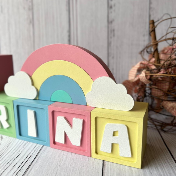 Candy Colors - Cubos 6x6cm Ts + Arco Íris. Decoração Bebê