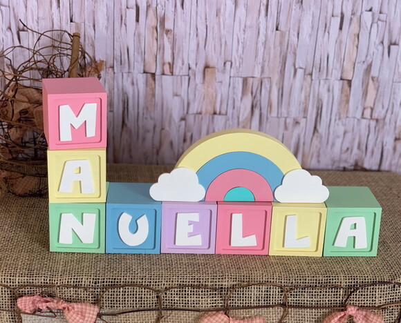 Candy Colors - Cubos 6x6cm Ts + Arco Íris. Decoração Bebê