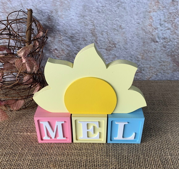 Cubos Decorativos Personalizados MDF Quarto de Bebê + Sol