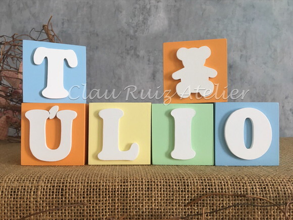 Cubos Decorativos MDF Personalizados Quarto de Bebê 6x6cm com Ur