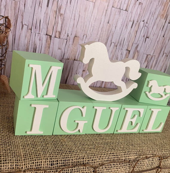 Cavalinho - Decoração Bebê - Cubos 6x6cm + Cavalinho