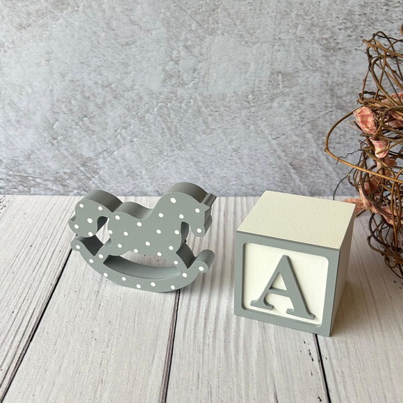 Cavalinho de Balanço + Cubo 6x6cm Ts Decoração Bebê