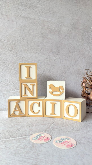 Cavalinho de Balanço + Cubos 6x6cm Ts Decoração Bebê