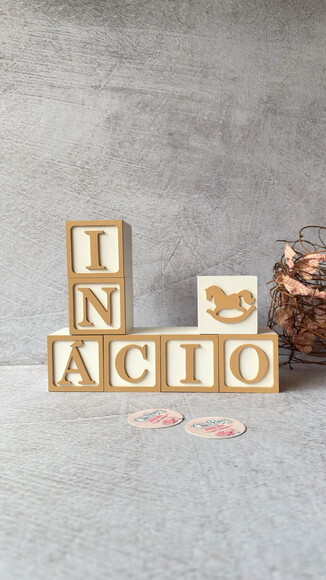 Cavalinho de Balanço + Cubos 6x6cm Ts Decoração Bebê