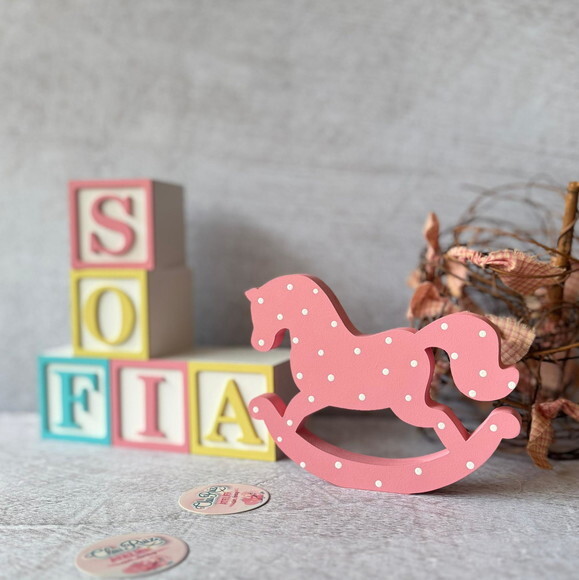 Cavalinho de Balanço + Cubos 6x6cm Ts Decoração Bebê