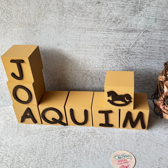 Cavalinho de Balanço + Cubos 6x6cm Ts Decoração Bebê