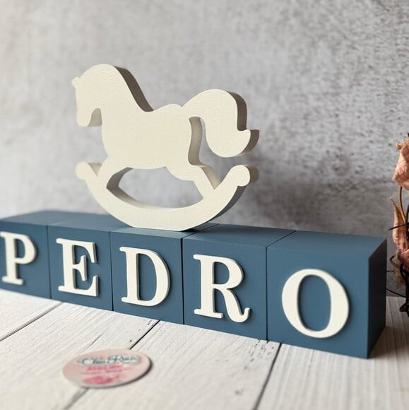 Cavalinho de Balanço + Cubos 6x6cm Ts Decoração Bebê