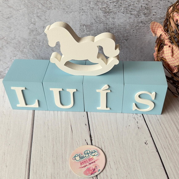 Cavalinho de Balanço + Cubos 6x6cm Ts Decoração Bebê