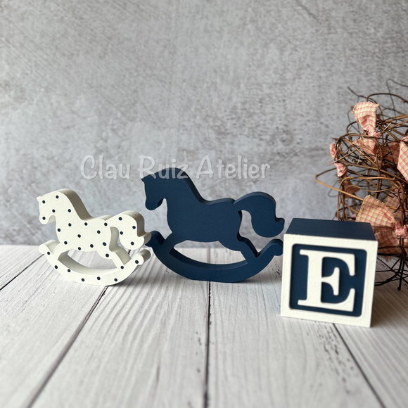 Cavalinho de Balanço + Cubos 6x6cm Ts Decoração Bebê