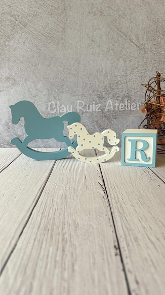 Cavalinho de Balanço + Cubos 6x6cm Ts Decoração Bebê