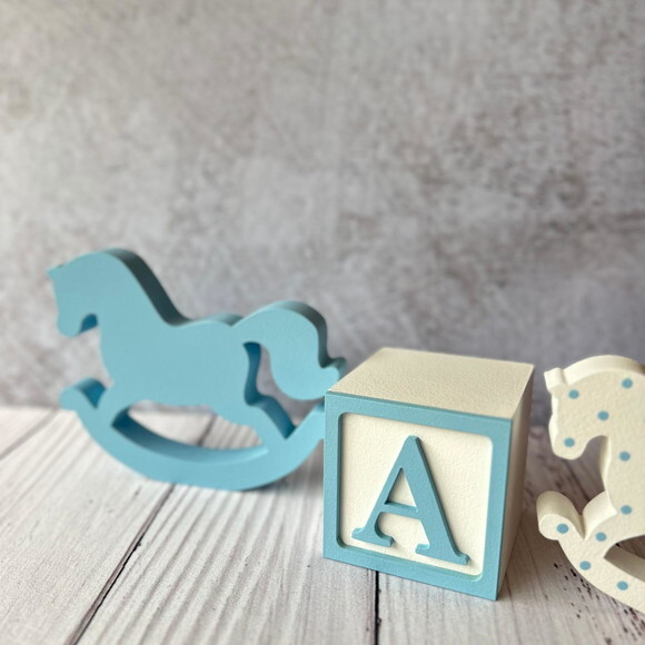 Cavalinho de Balanço + Cubos 6x6cm Ts Decoração Bebê