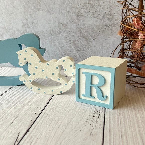 Cavalinho de Balanço + Cubos 6x6cm Ts Decoração Bebê