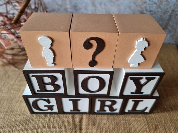 Chá de Revelação cubos 6x6cm Menino e Menina