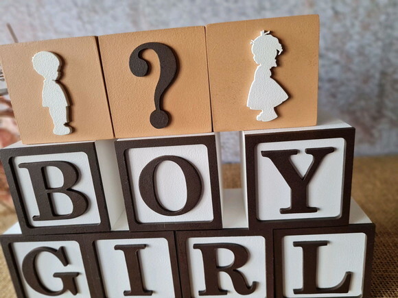 Chá de Revelação cubos 6x6cm Menino e Menina