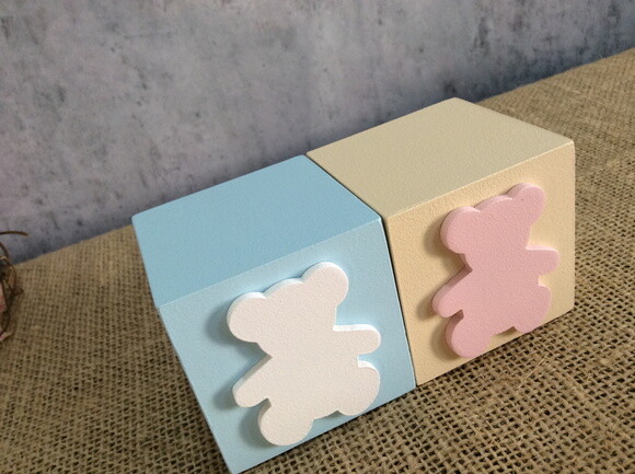 Chá de Revelação cubos 6x6cm Urso