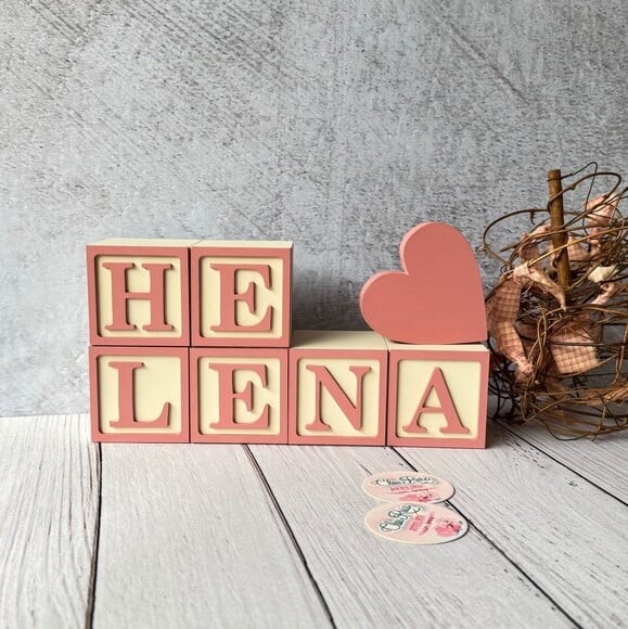 Coração - Decoração Bebê - Cubos 6x6cm Candy Ts