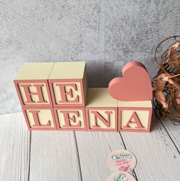 Coração - Decoração Bebê - Cubos 6x6cm Candy Ts