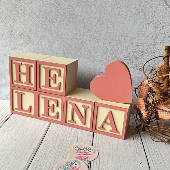 Coração - Decoração Bebê - Cubos 6x6cm Candy Ts