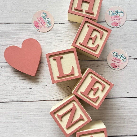 Coração - Decoração Bebê - Cubos 6x6cm Candy Ts