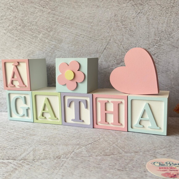 Coração -tons Pastel Cubos 6x6cm Decoração Bebê