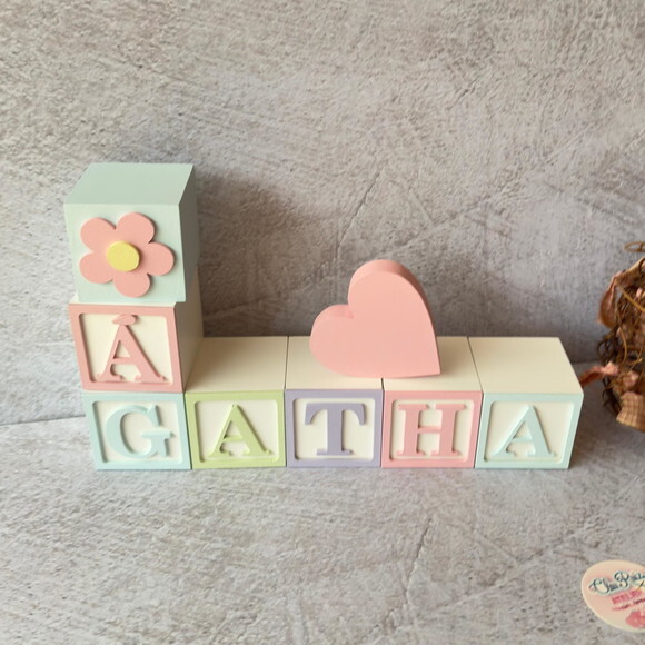 Coração -tons Pastel Cubos 6x6cm Decoração Bebê