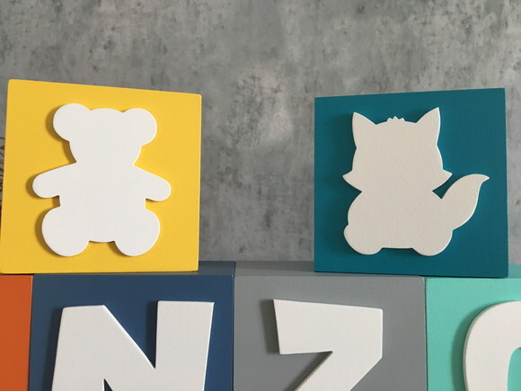Cubos 10x10 -nomes com Raposinha e Ursinho no Cubo