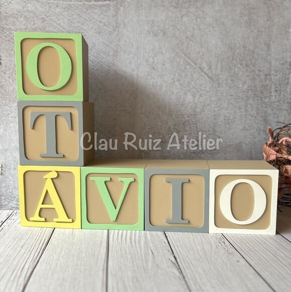 Cubos 10x10cm Bordas Decoração Infantil Quarto de Bebê