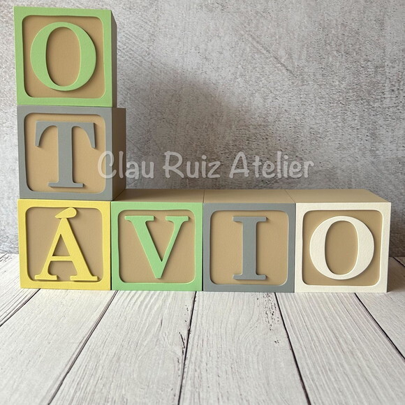 Cubos 10x10cm Bordas Decoração Infantil Quarto de Bebê