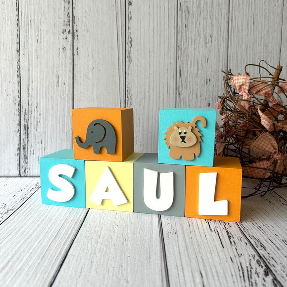 Cubos 6x6cm Decoração Bebê - Safari