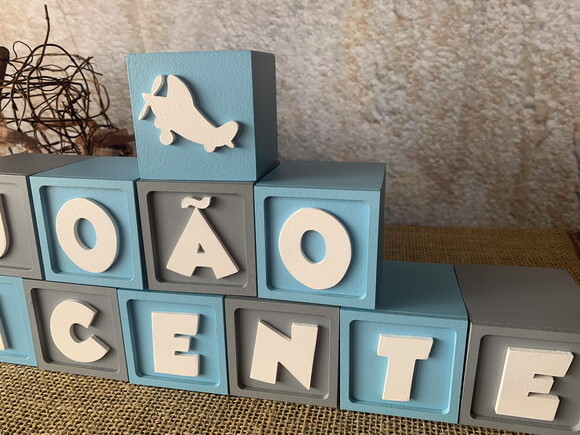 Cubos 6x6cm Ggg Avião - Decoração Bebê e Maternidade
