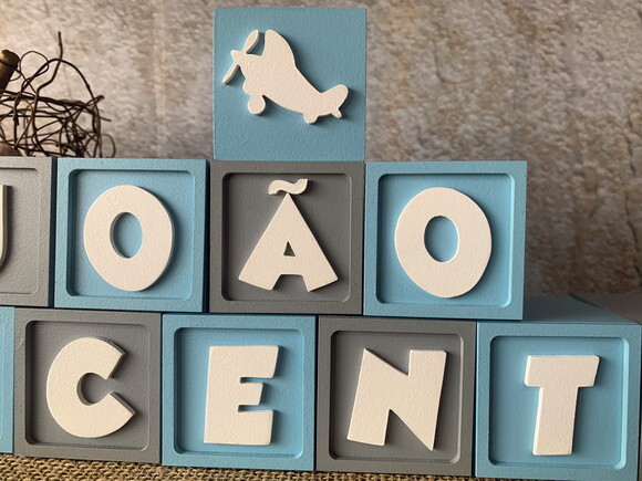 Cubos 6x6cm Ggg Avião - Decoração Bebê e Maternidade