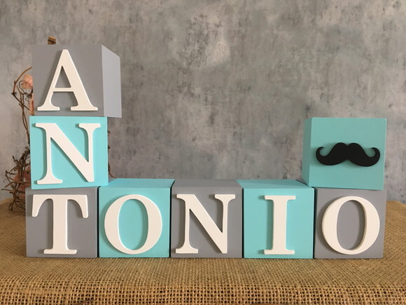 Cubos Decorativos Personalizados com  Nome do Bebê em MDF - Tema