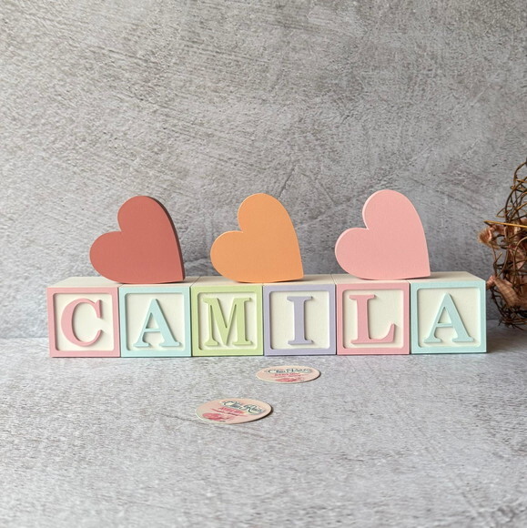 Cubos 6x6cm Pastel Ts + Trio de Coração