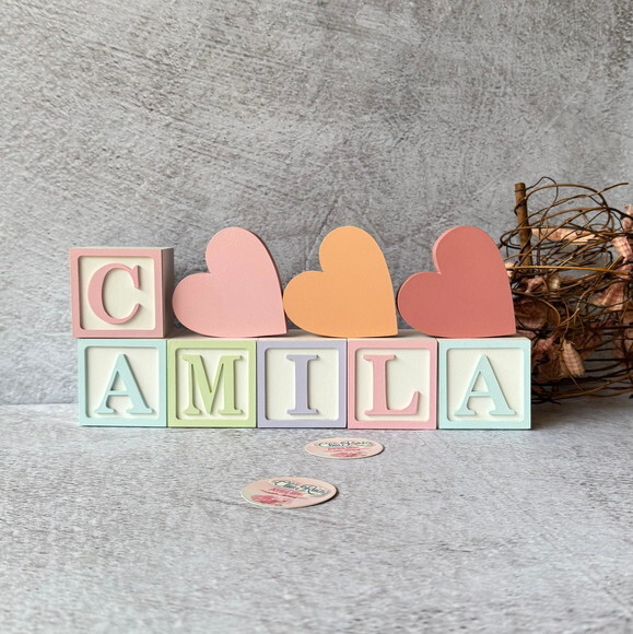 Cubos 6x6cm Pastel Ts + Trio de Coração