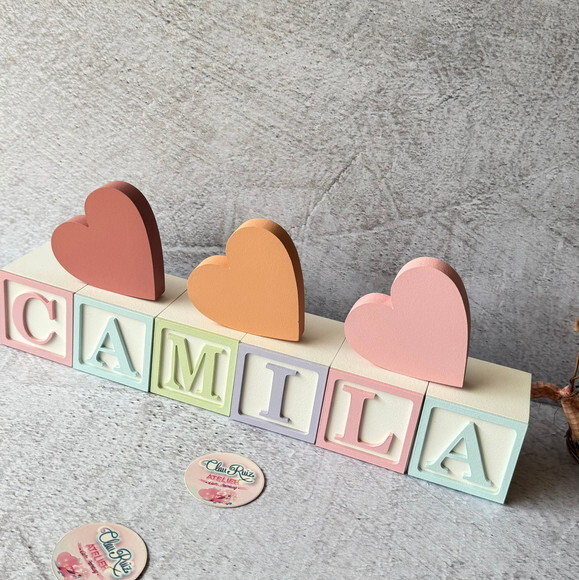 Cubos 6x6cm Pastel Ts + Trio de Coração