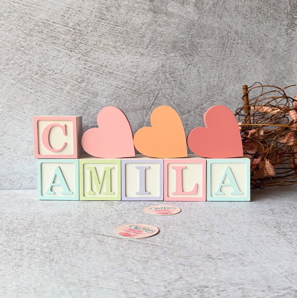 Cubos 6x6cm Pastel Ts + Trio de Coração