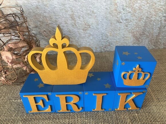 Cubos 6x6cm Pequeno Príncipe + Coroa de Mesa