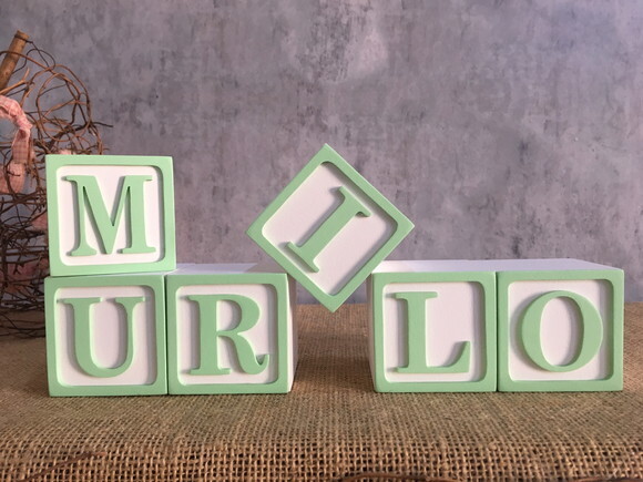 Cubos 6x6cm Ts - Nome com Moldura - Decoração Bebê