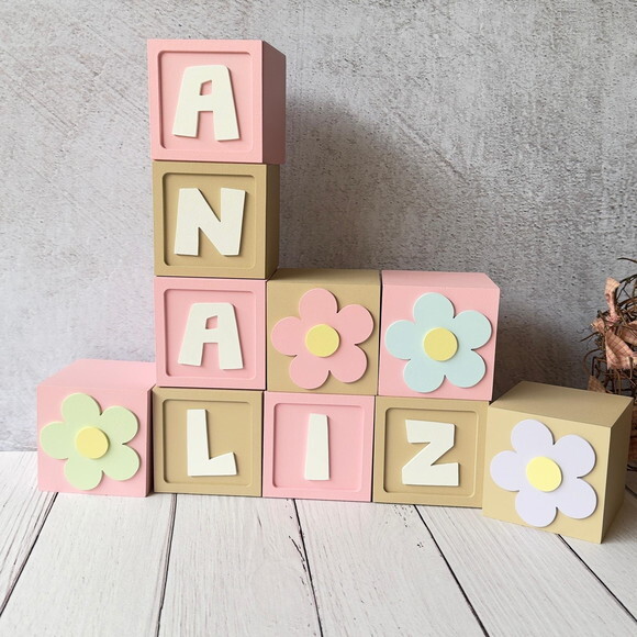 Cubos 8x8cm Decoração Bebê Jardim
