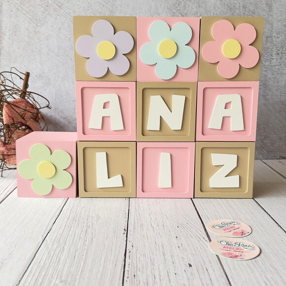 Cubos 8x8cm Decoração Bebê Jardim