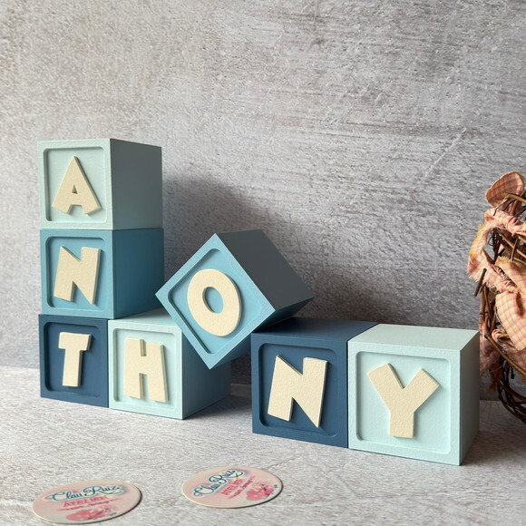 Cubos com Nome 6x6cm Ggg Ts - Decoração Bebê
