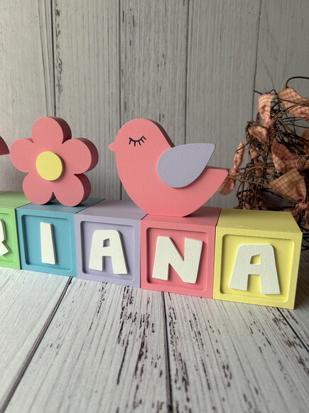 Decoração Bebê - Cubos 6x6cm Candy Ts + Jardim 3 Peças