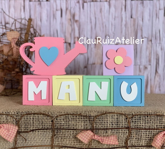 Decoração Bebê - Cubos 6x6cm Candy Ts + Regador