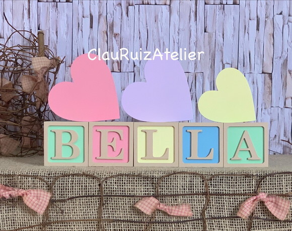 Decoração Bebê - Cubos 6x6cm Candy Ts + Trio de Coração