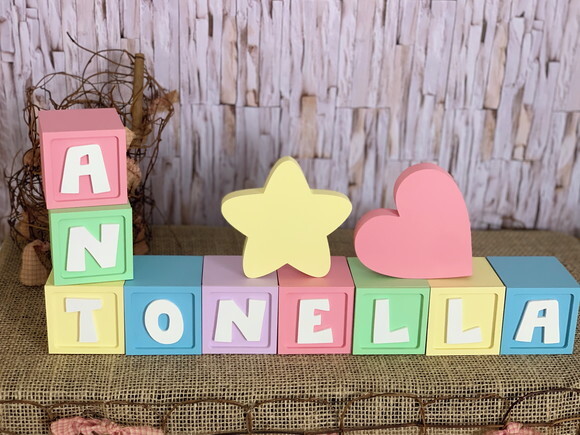 Decoração Bebê - Cubos 6x6cm Candy Ts Estrela e Sol