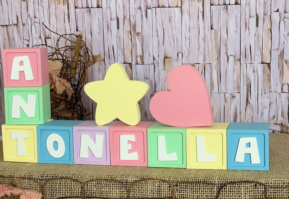 Decoração Bebê - Cubos 6x6cm Candy Ts Estrela e Sol