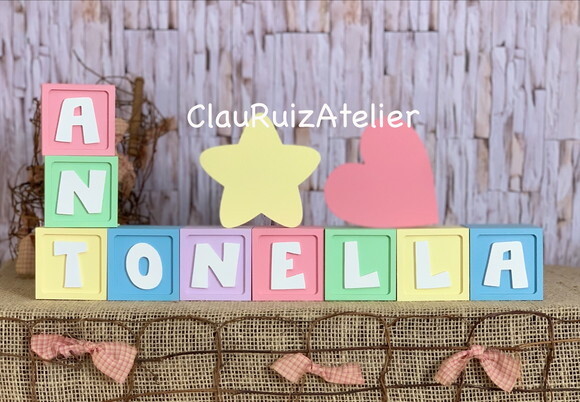 Decoração Bebê - Cubos 6x6cm Candy Ts Estrela e Sol