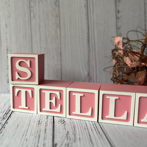 Decoração Bebê - Cubos 6x6cm Nome com Moldura
