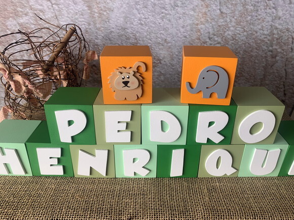 Decoração Bebê - Cubos 6x6cm Safari